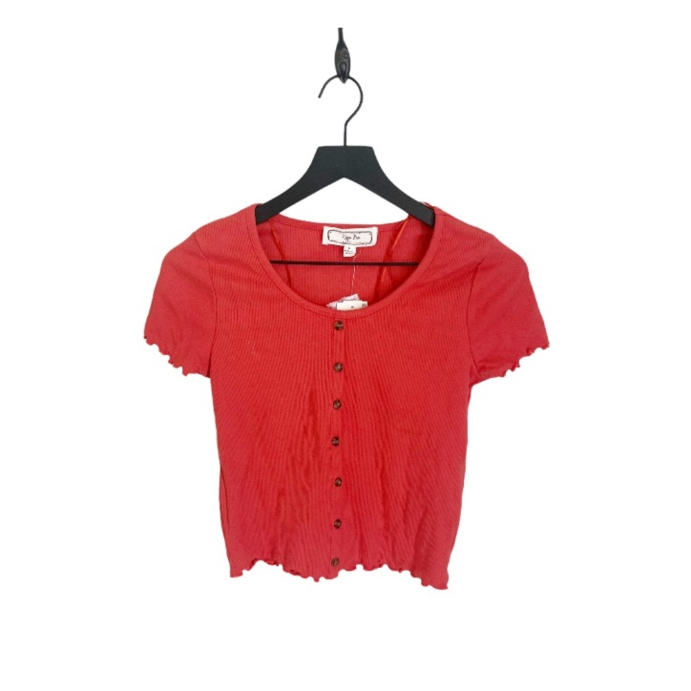 HIPPIE ROSE Tulip Red Americana Knit Crop Top Large